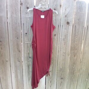 FASHION DRESS WOMENS SIZE XL RED HI LOW SIDE SLEEVELESS PENCIL DRESS STRETCH NEW
